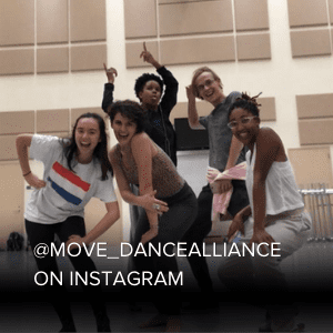 group of students smiling in the dance studio