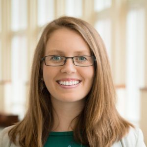 Headshot of Hali Hutchison-Houk in Robinson Hall