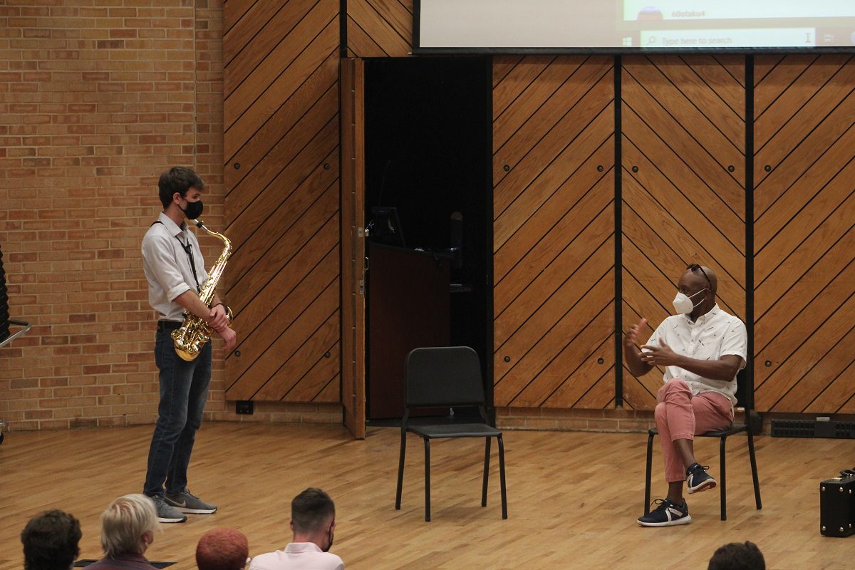 saxophone student and Branford Marsalis