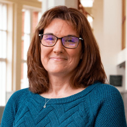 Headshot of Jen Jacobs in Robinson Hall