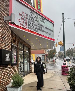 Ashley Tate outside Baltimore theater