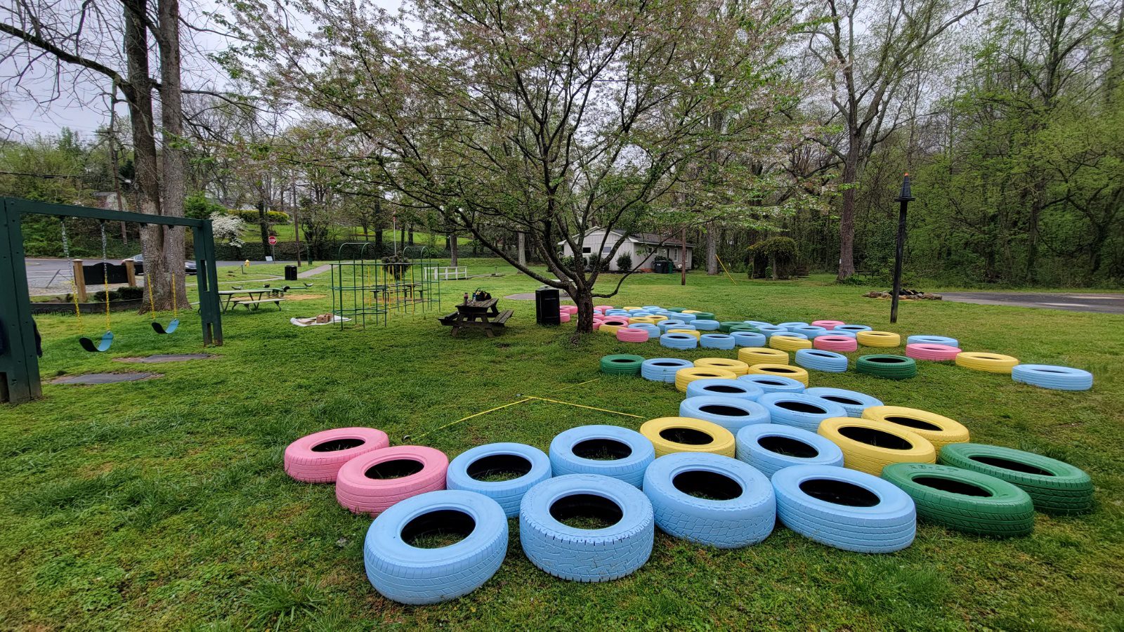 playground site with materials for new structure