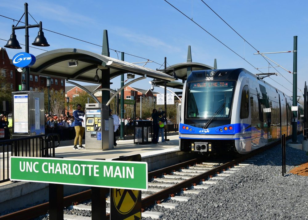 Light rail at unc charlotte stop