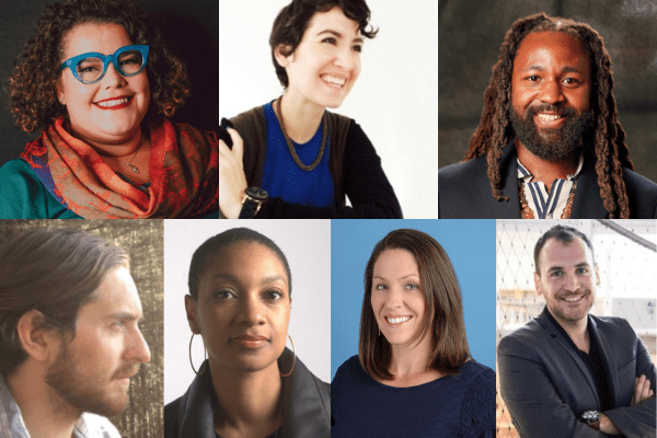 collage of seven new faculty members' headshots