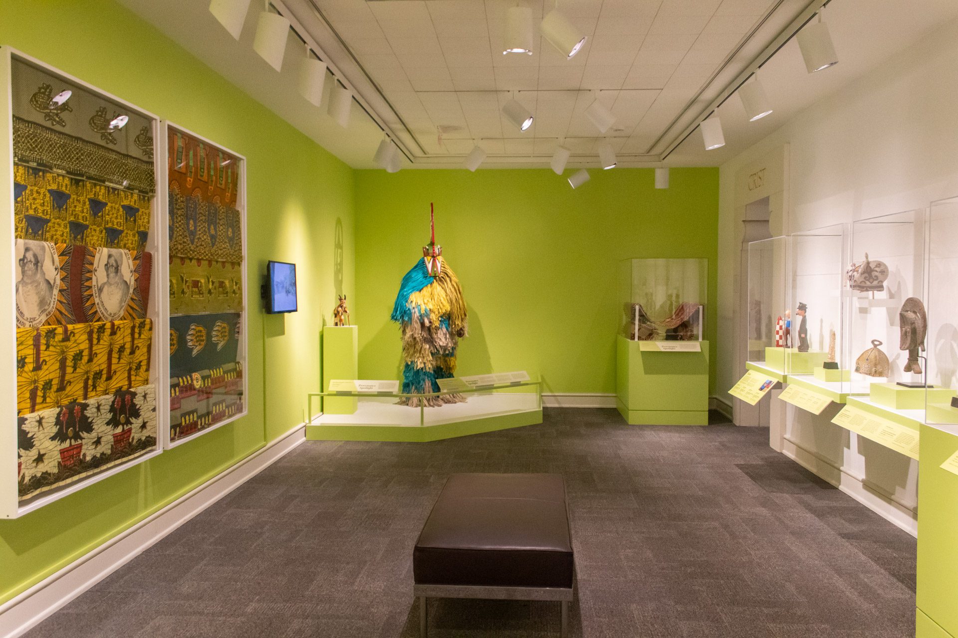 Gallery in Mint Museum with masquerade ensemble